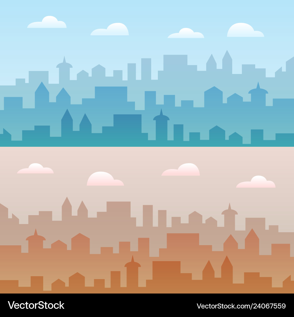City skyline two urban Royalty Free Vector Image