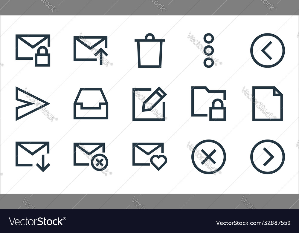 Email line icons linear set quality