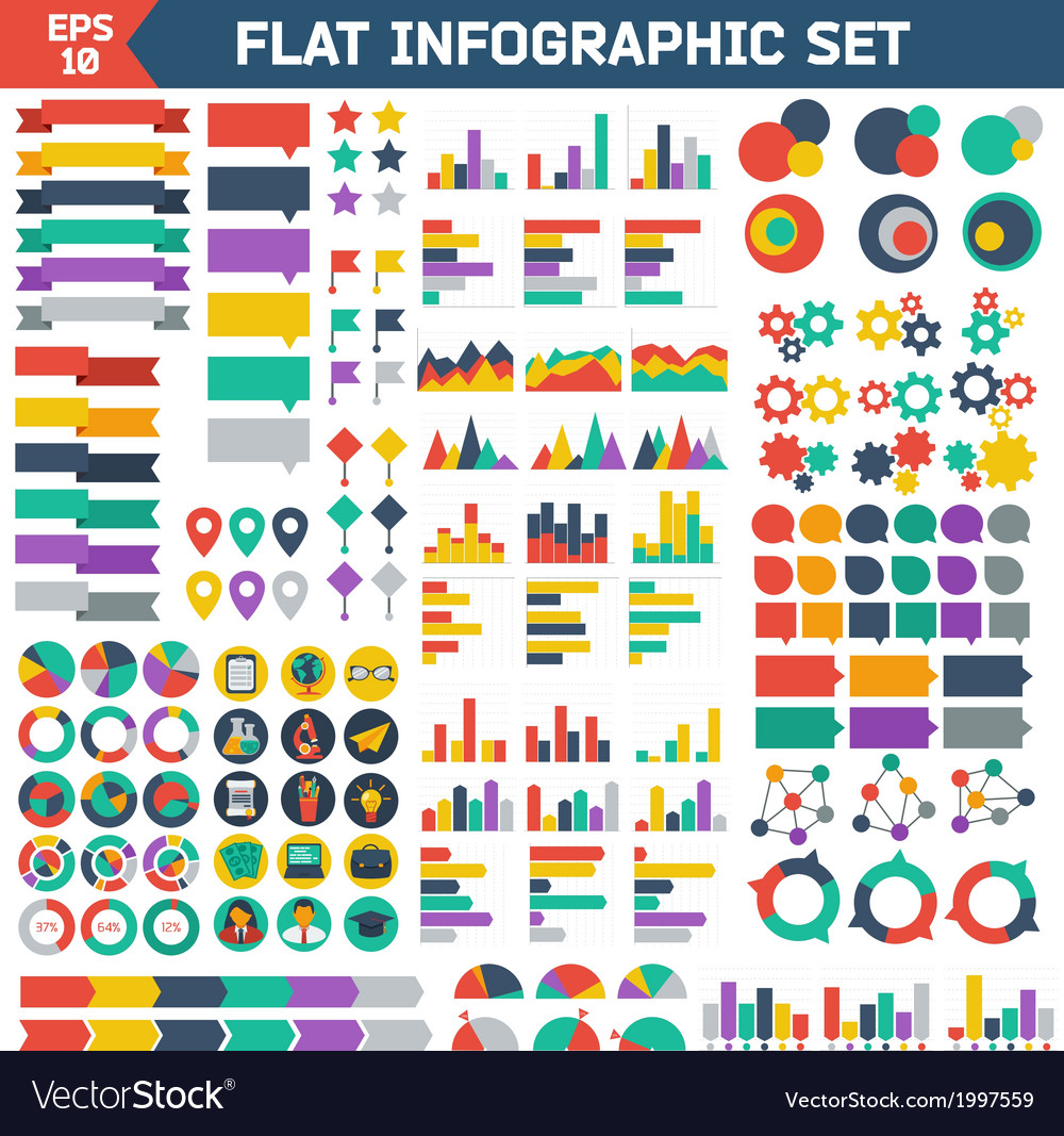 Flat infographic elements set