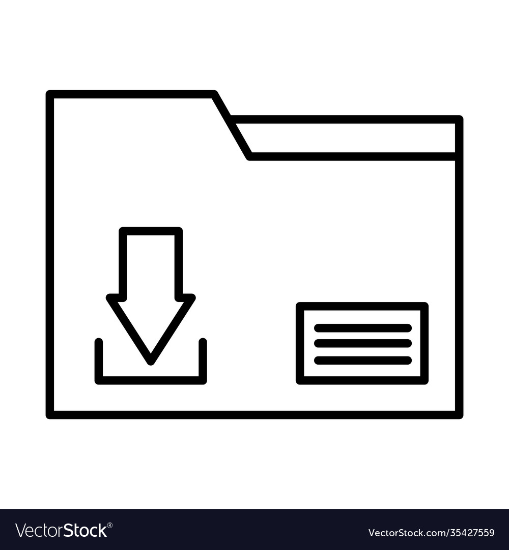 Folder data file with arrow down line style icon