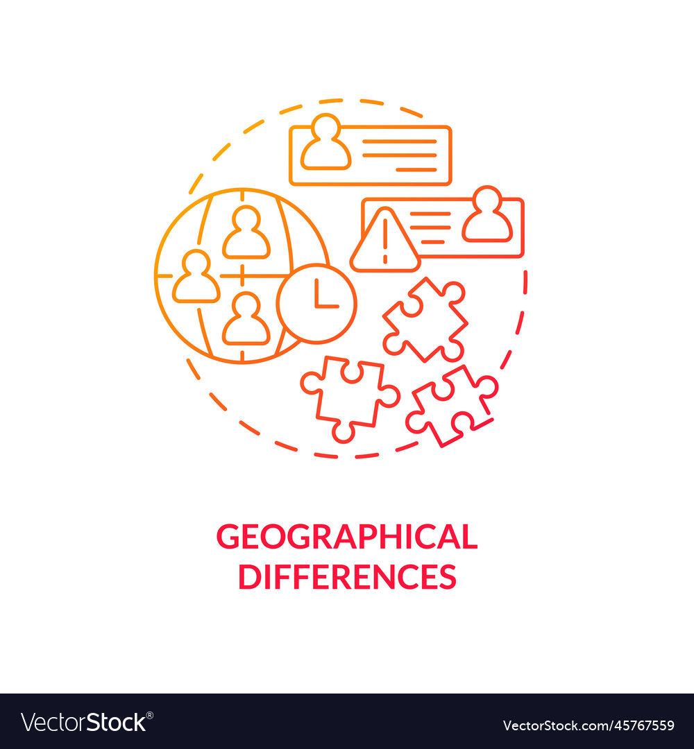 Geographical differences red gradient concept icon