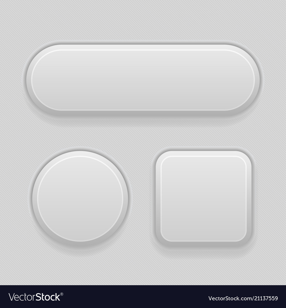 Gray plastic buttons 3d oval round and square Vector Image