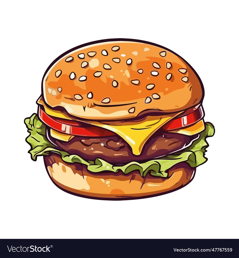 Grilled beef burger on sesame bun Royalty Free Vector Image