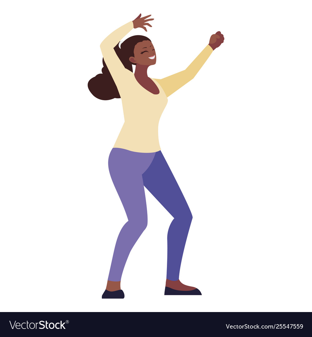 Happy Afro Young Woman Celebrating Royalty Free Vector Image