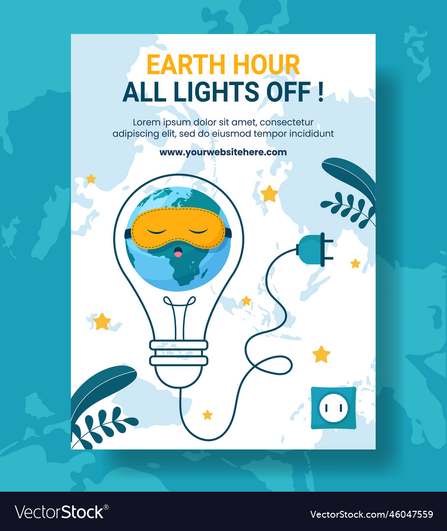 Happy earth hour national day vertical poster