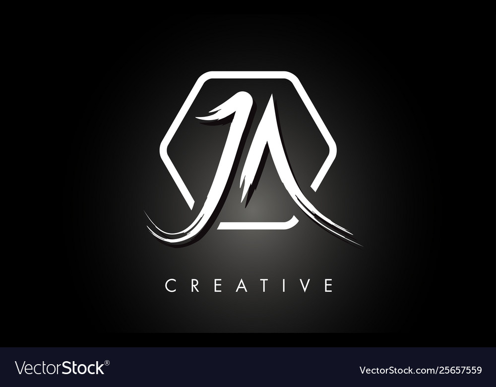 Ja j a brushed letter logo design with creative Vector Image