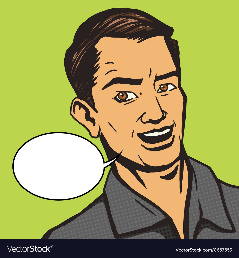 Man talks pop art style Royalty Free Vector Image