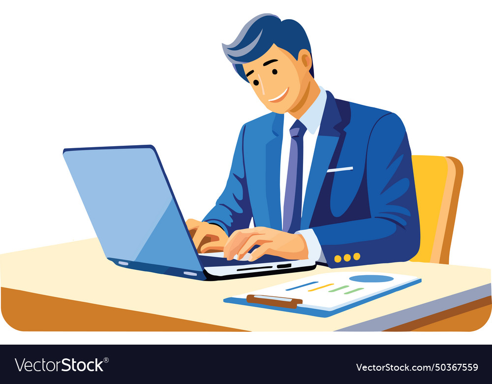 Manager-writes-on-the-computer in smart working