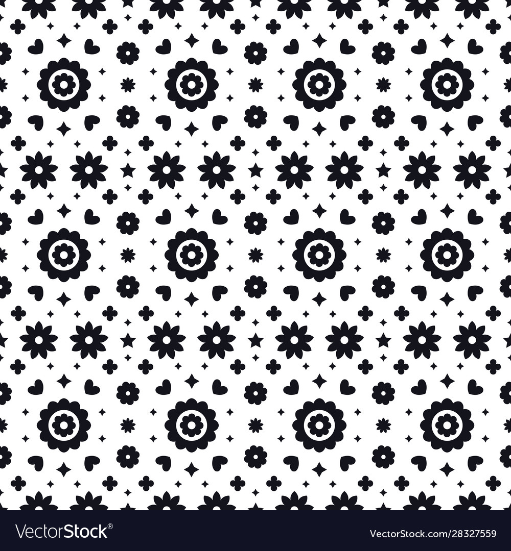 Mexican folk art seamless pattern with flowers