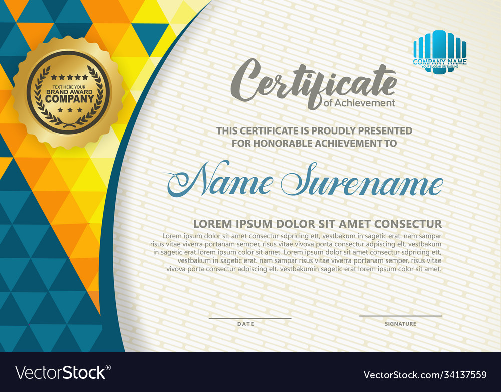 Modern certificate template with polygon texture Vector Image