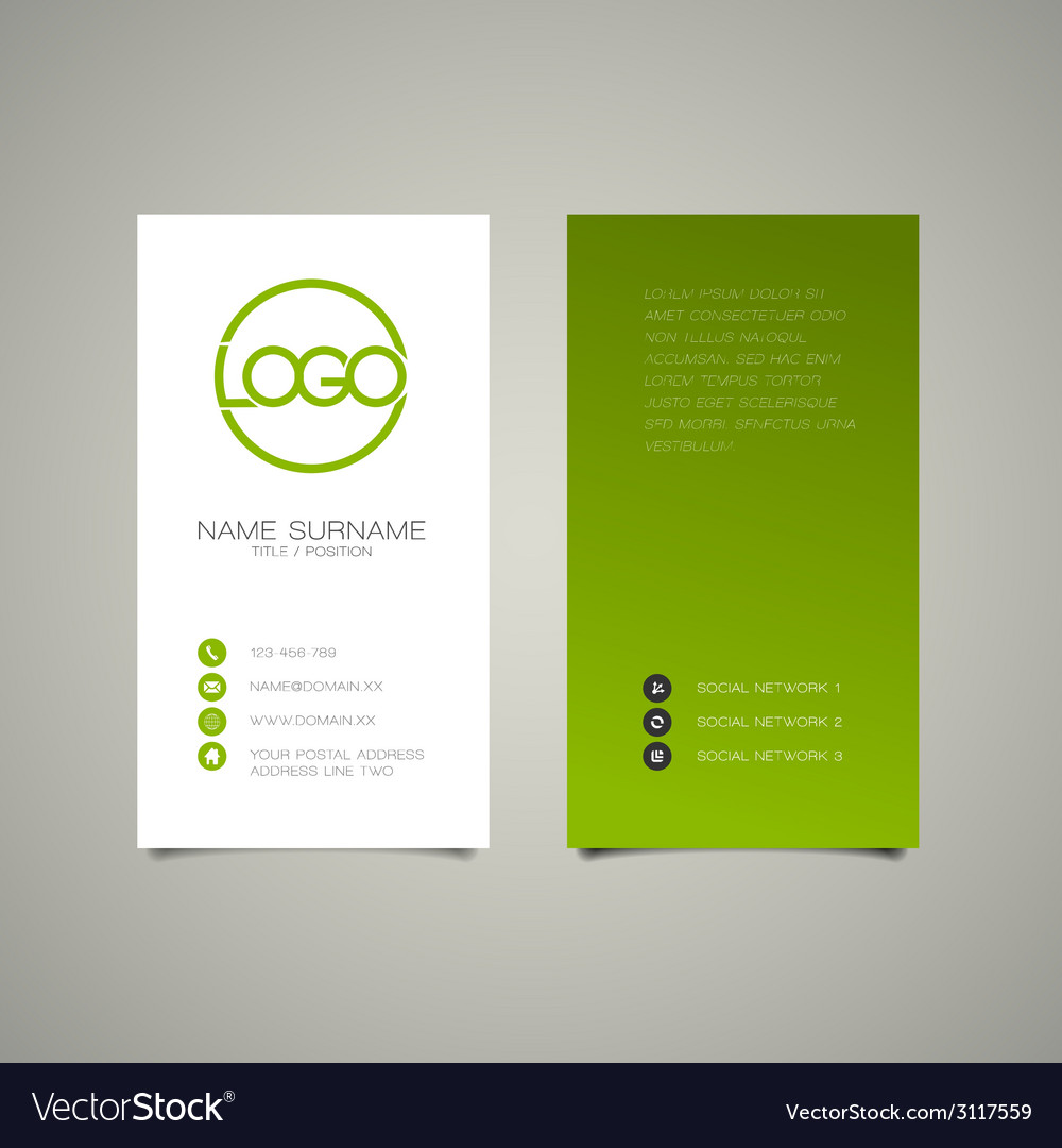 Modern Simple Vertical Business Card Template Vector Image
