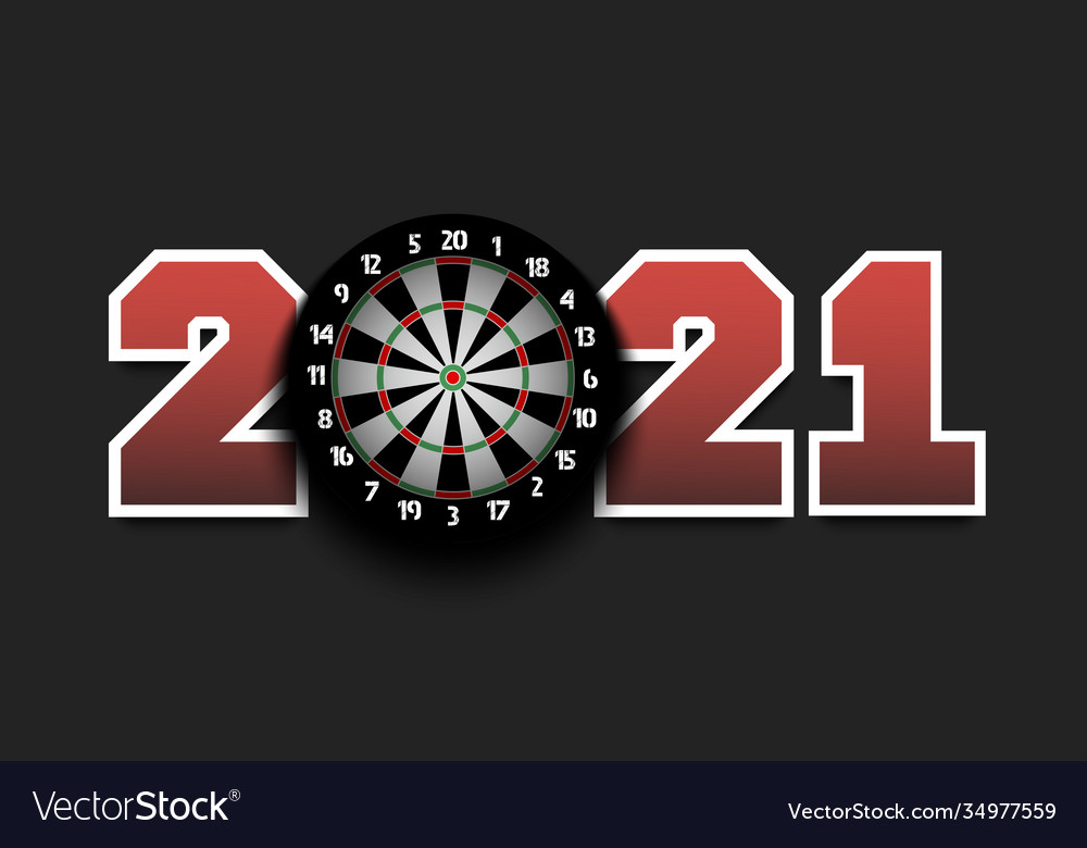 New year numbers 2021 and dartboard
