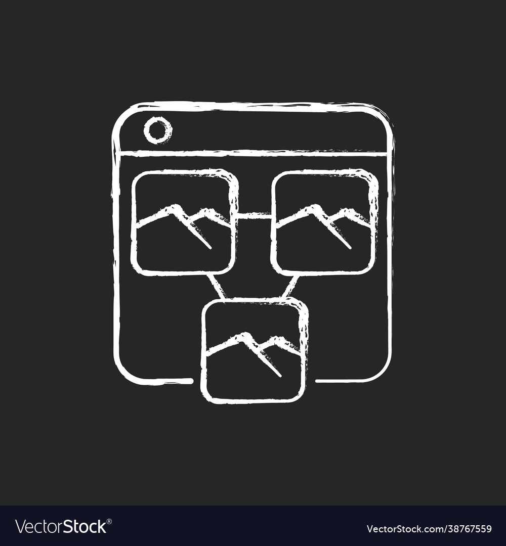 Foto-Sharing-Plattformen Kreide weiße Ikone auf Dunkel