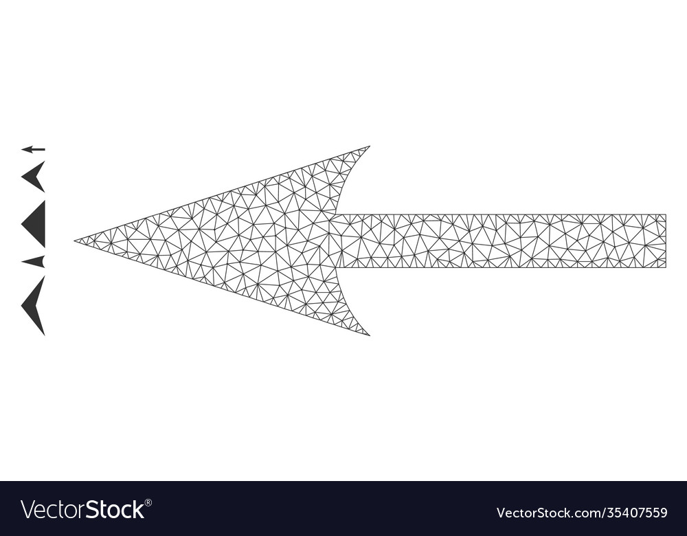 Polygonal network sharp arrow left icon vector image Polygonal network sharp arrow left icon