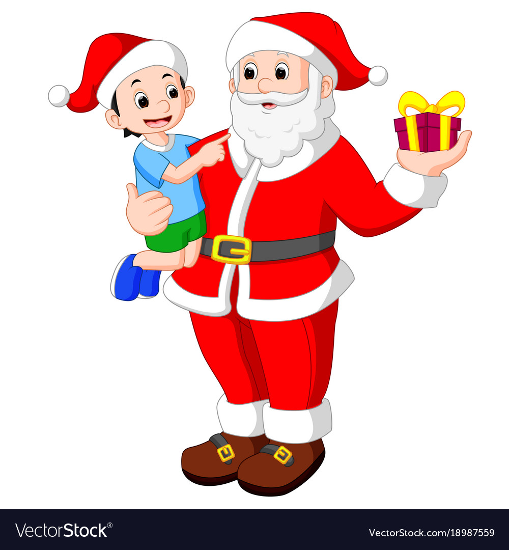 santa claus with children clip art