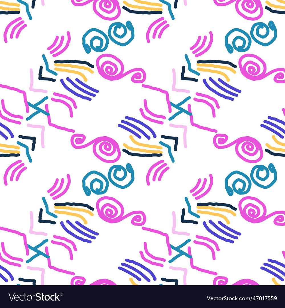 Seamless color pattern of linear doodle squiggles Vector Image Seamless color pattern of linear doodle squiggles
