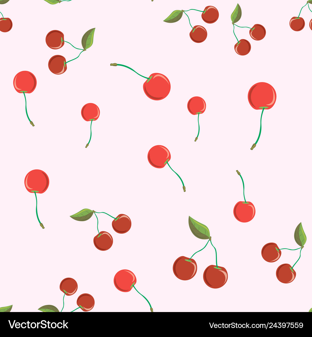 Seamless pattern with cherry berries Royalty Free Vector