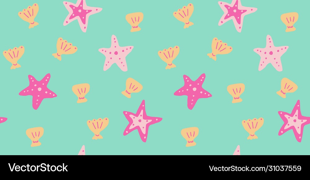 Seamless pattern with hand drawn starfish Vector Image