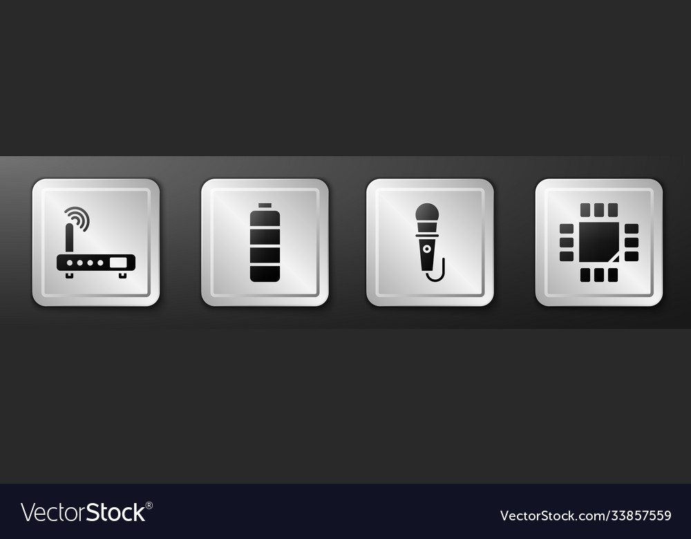 Set router and wi-fi signal battery charge level vector image Set router and wi-fi signal battery charge level