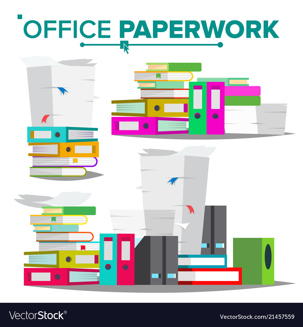 Stack papers file folders cluttered