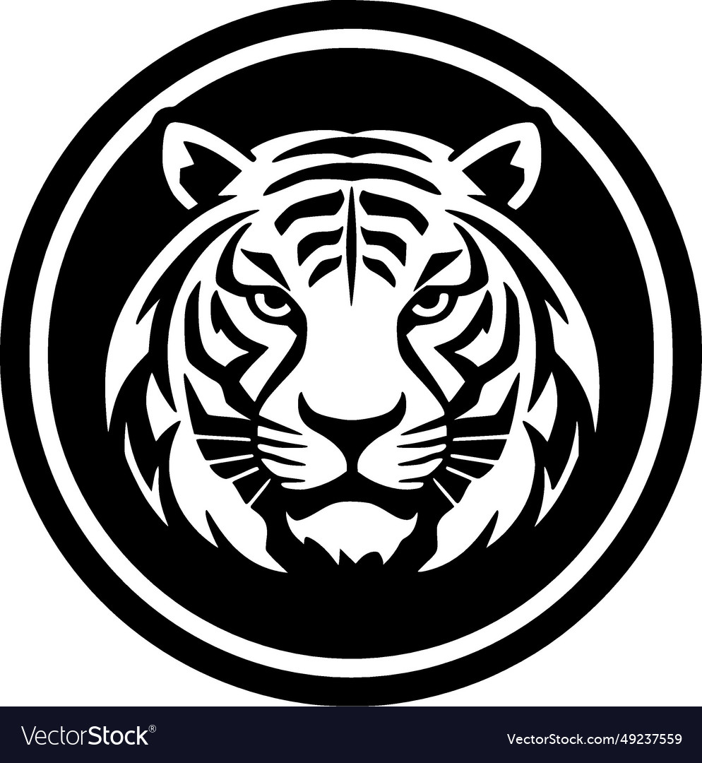 Tiger - black and white isolated icon