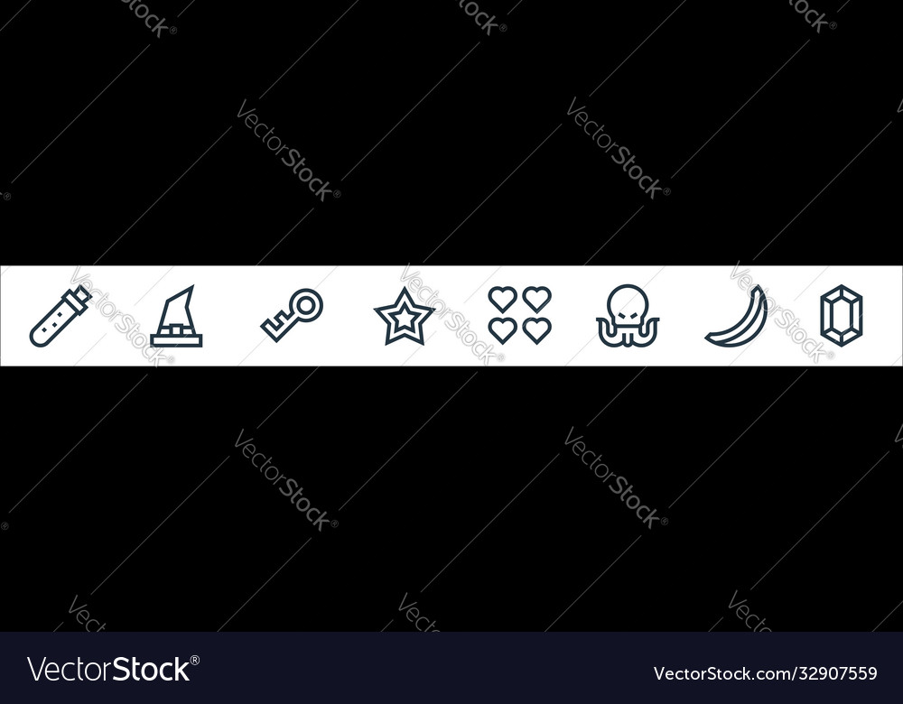 Video game elements line icons linear set quality vector image Video game elements line icons linear set quality