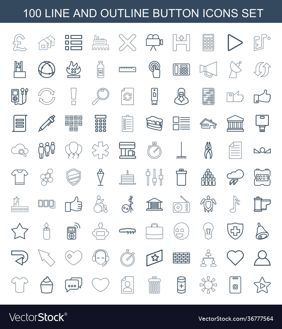 100 button icons
