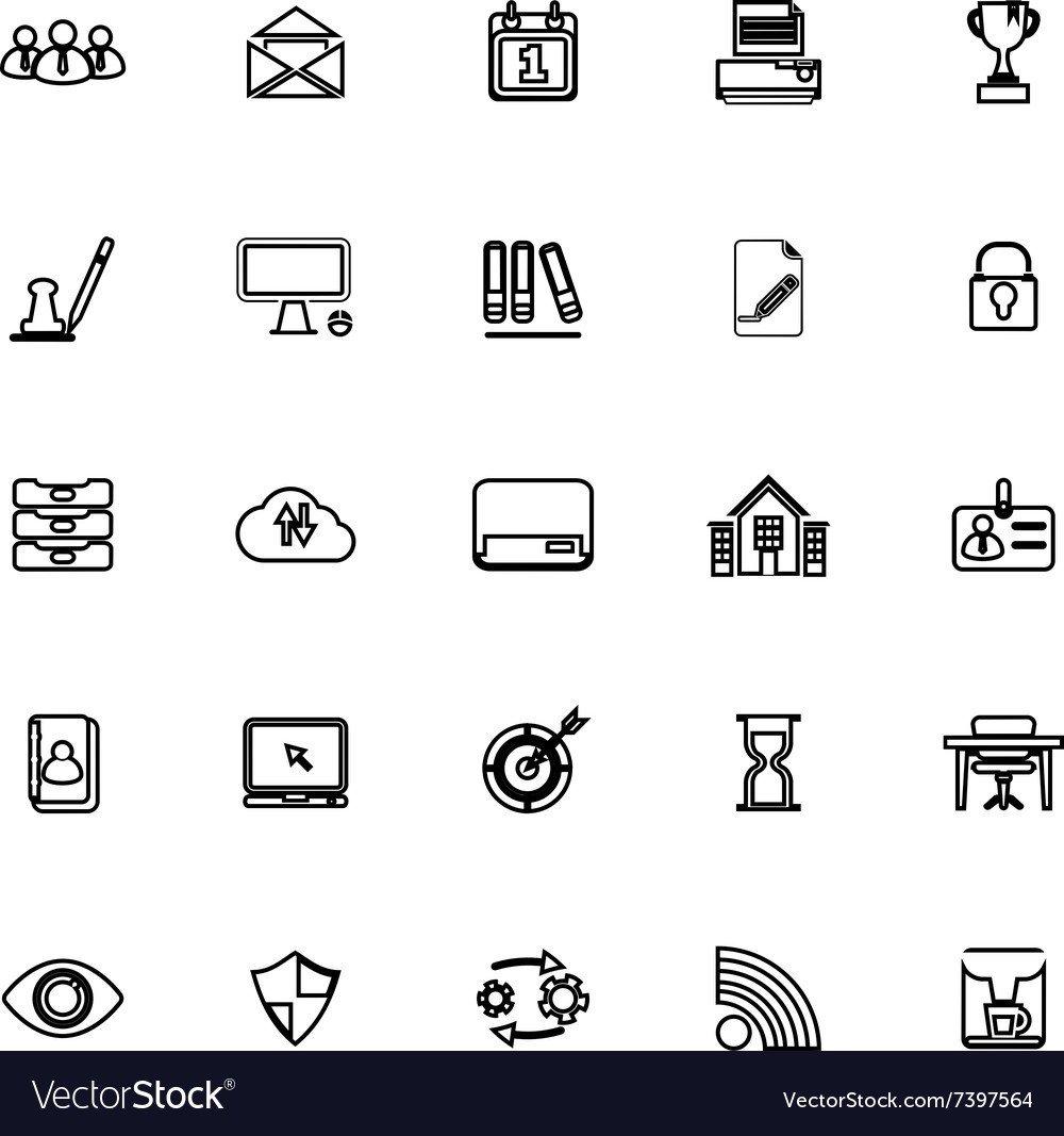 Business management line icons on white background