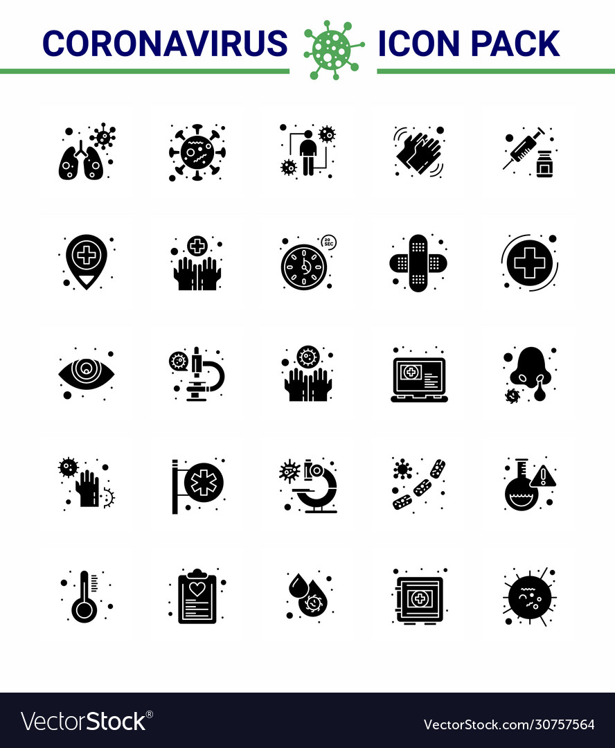 Coronavirus 25 solid glyph icon set on theme