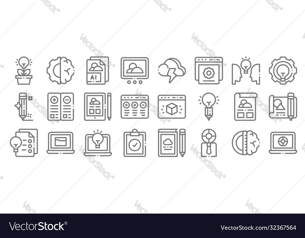 Design thinking line icons linear set quality Vector Image Design thinking line icons linear set quality