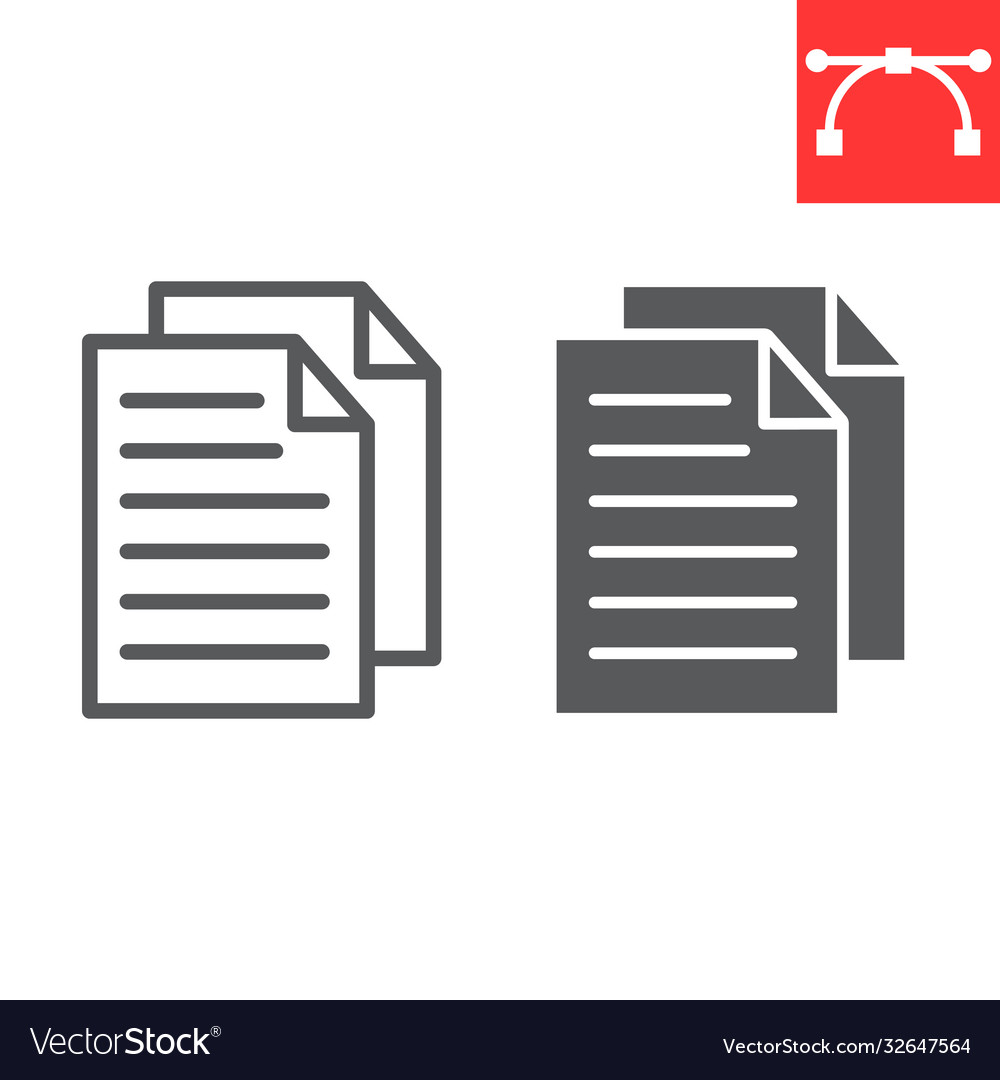 Document line and glyph icon ui button file