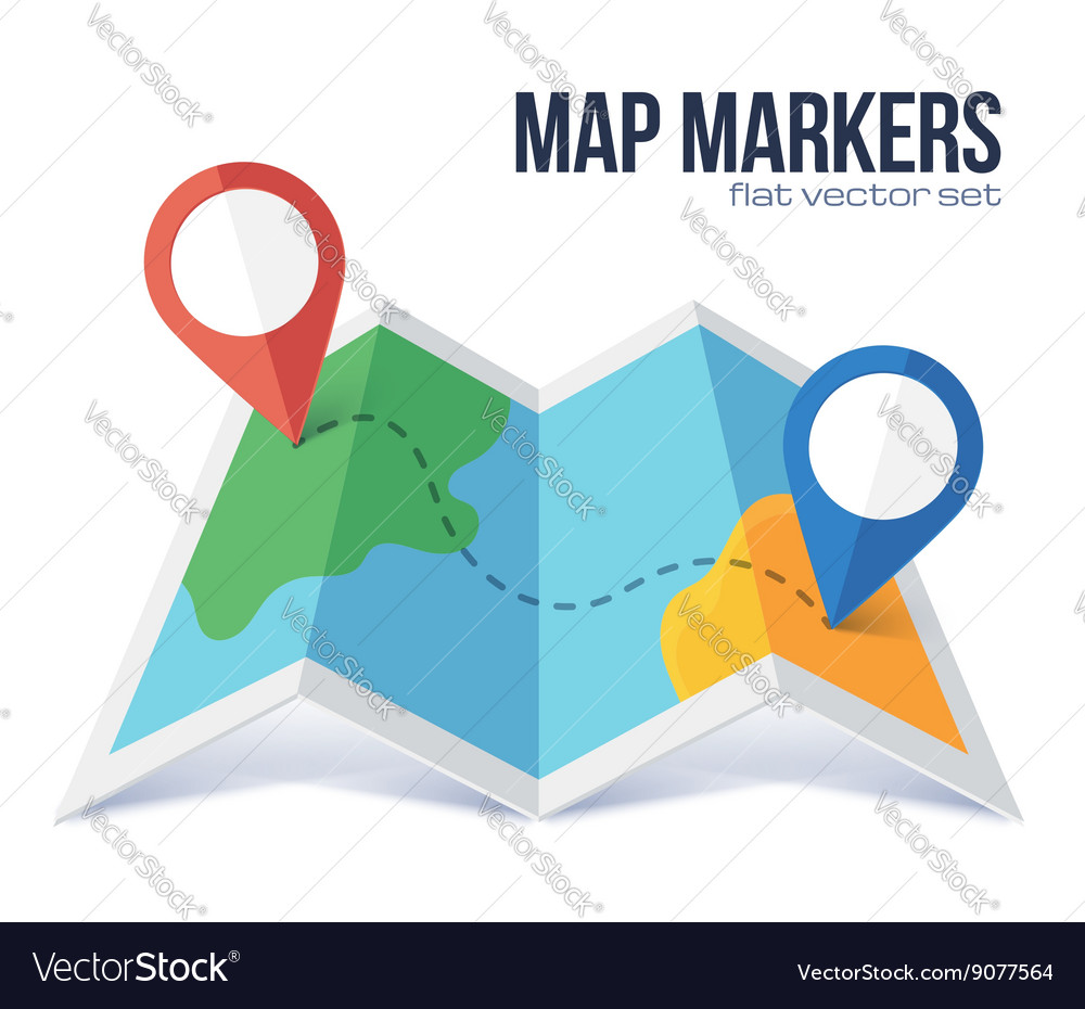 Flat style logistic map with red and blue point Vector Image