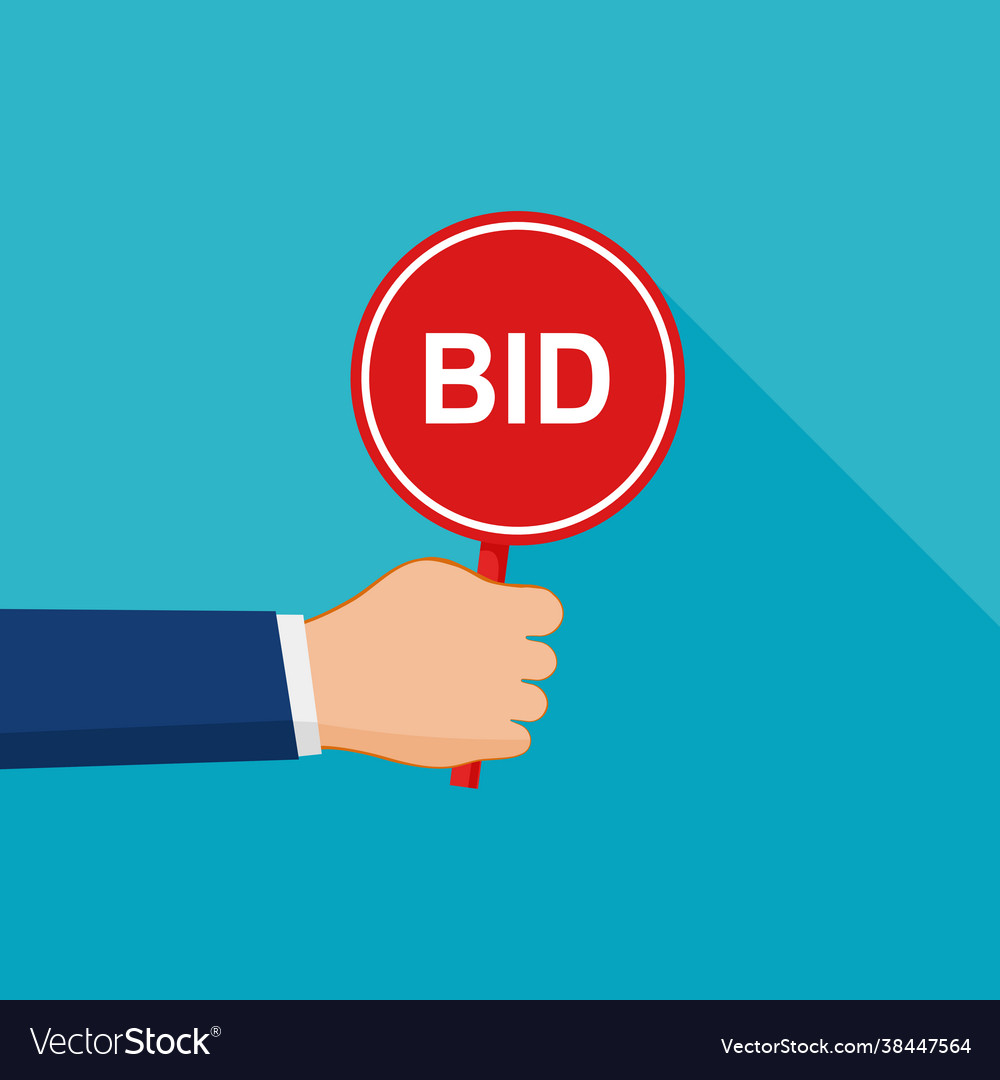 Hand holding a bid tag auction Royalty Free Vector Image