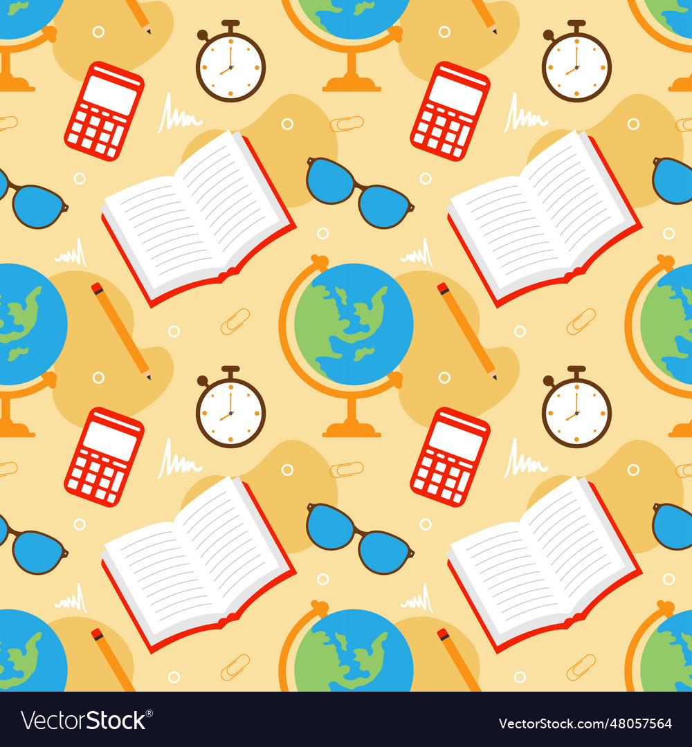 Happy teacher seamless pattern design educational vector image Happy teacher seamless pattern design educational