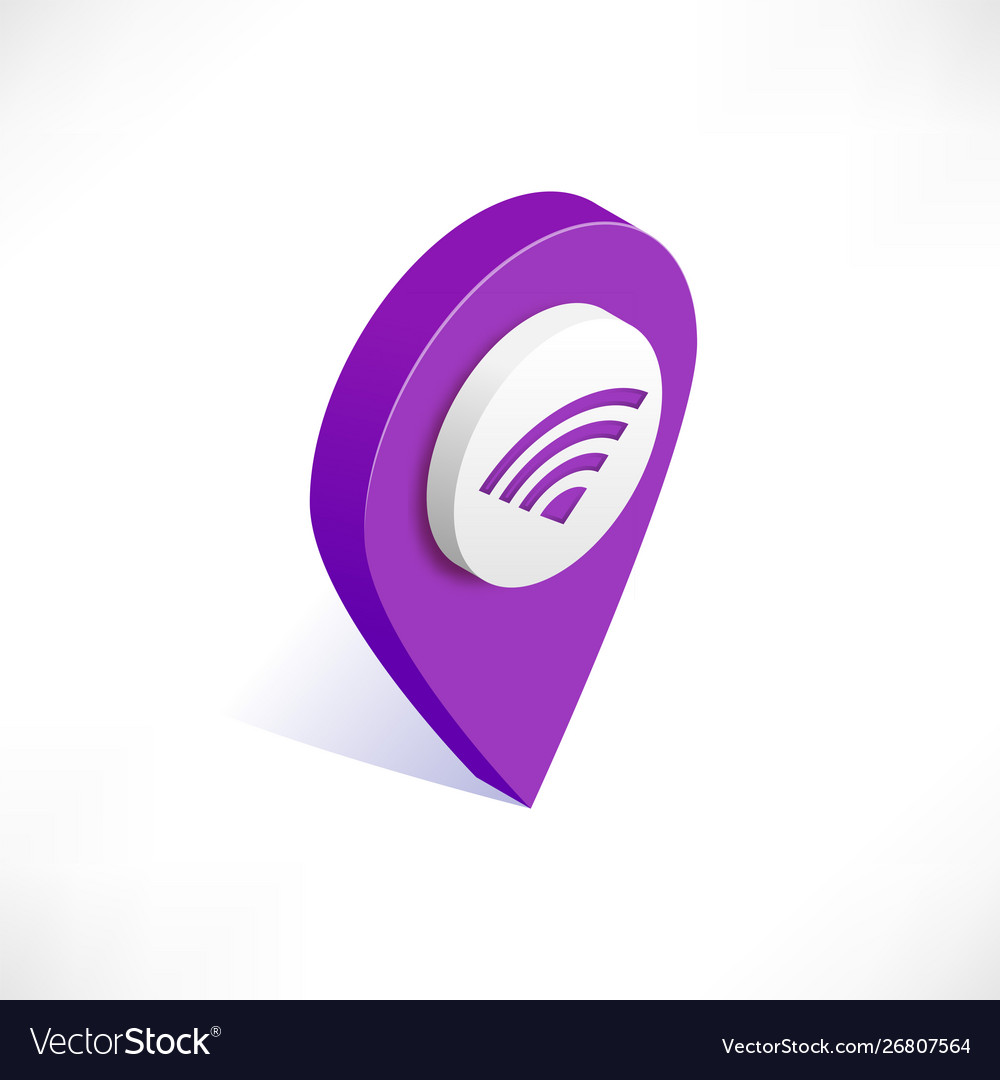 Map pointer pin isometric with wifi icon