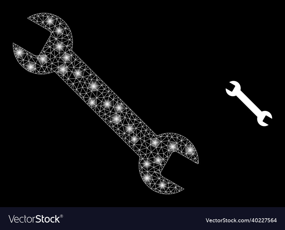 Mesh web wrench with light constellation vector image Mesh web wrench with light constellation
