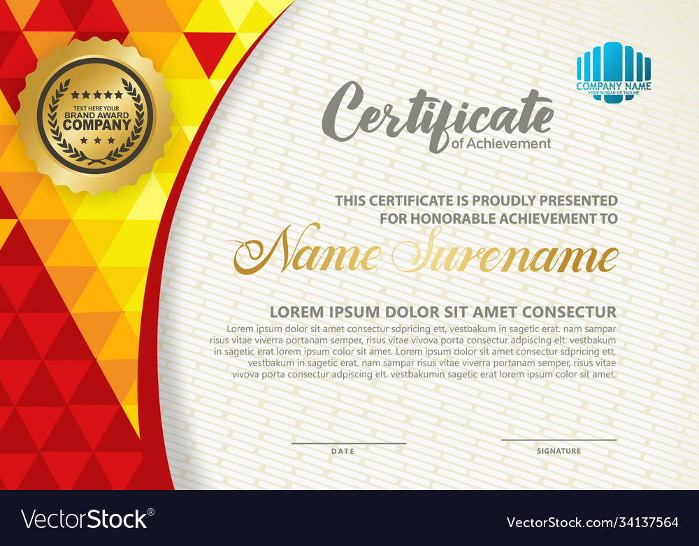 Modern certificate template with polygon texture
