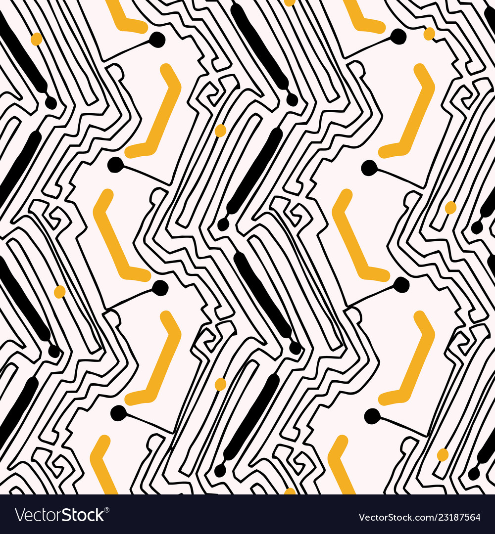 Modern circuit board style seamless pattern vector image Modern circuit board style seamless pattern