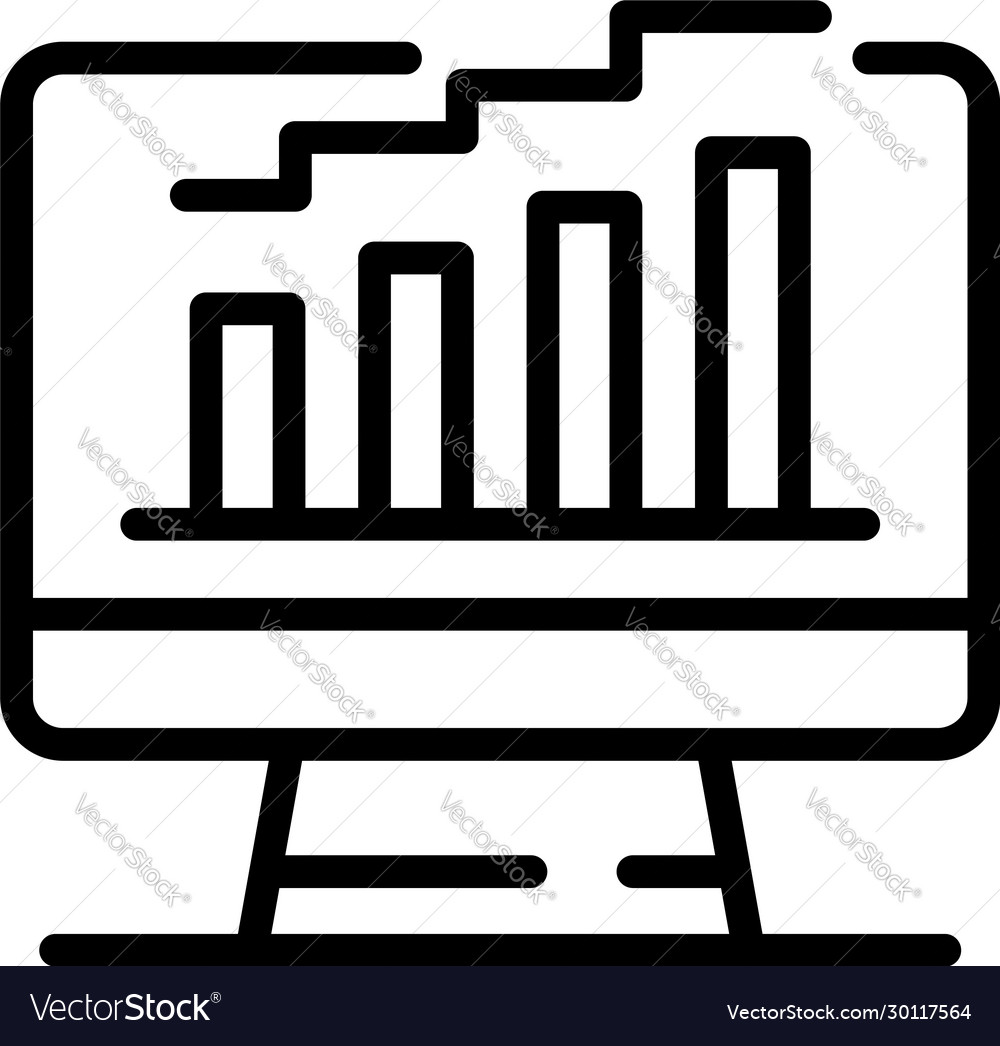 Monitor graph chart icon outline style Royalty Free Vector