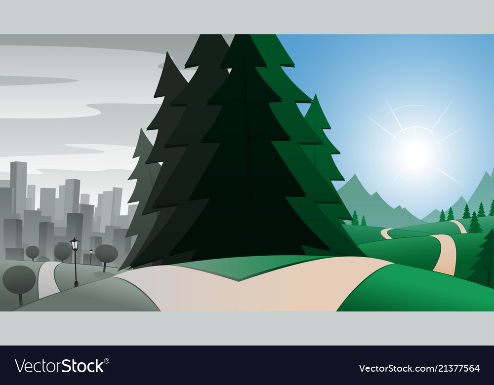 Road fork and city break getaway concept Vector Image