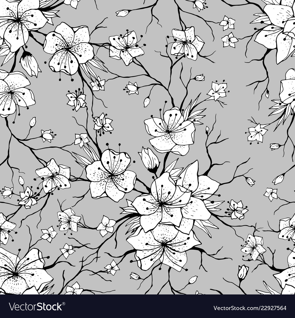 Sakura branches seamless pattern Royalty Free Vector Image