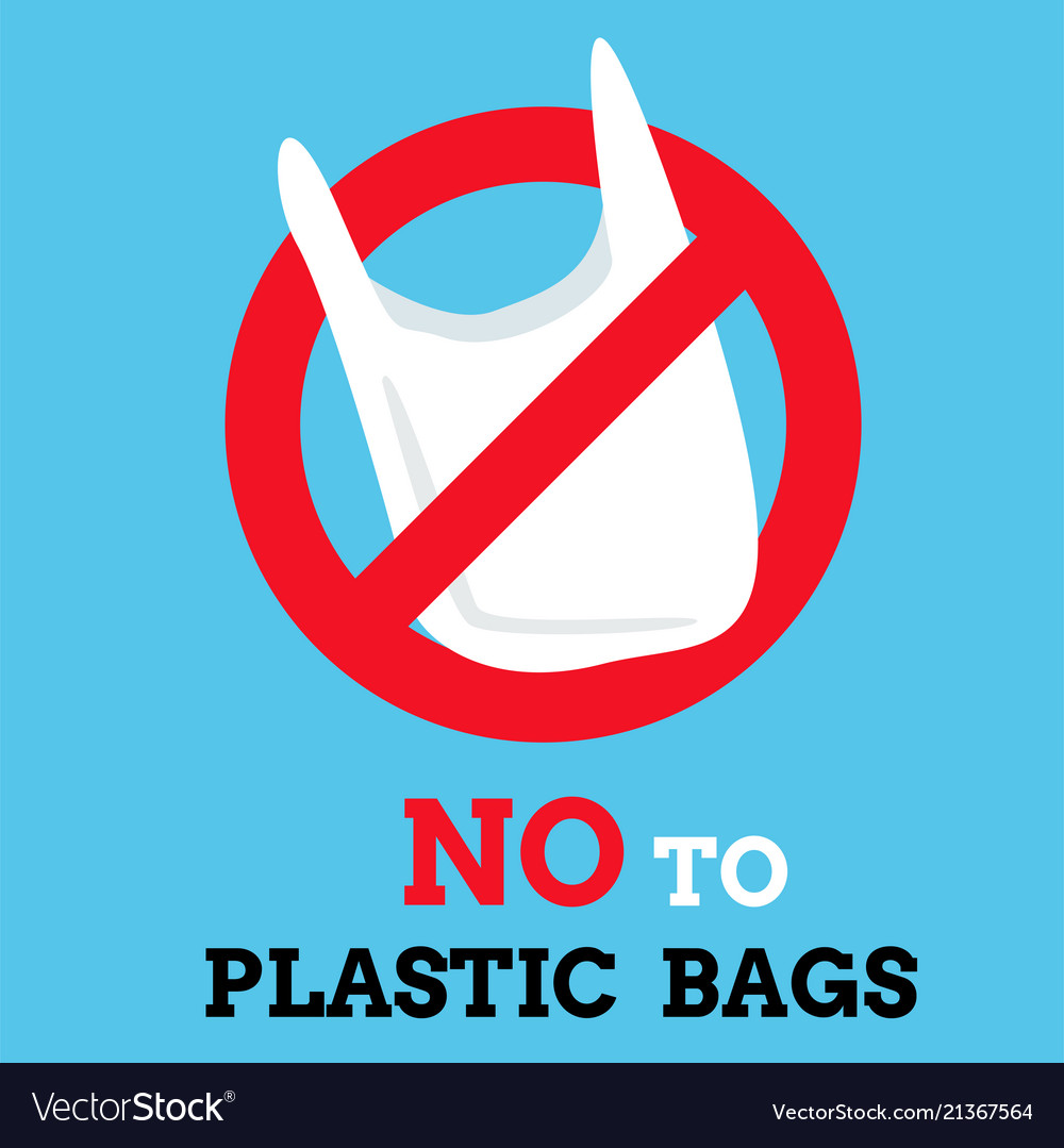 Say no plastic bags graphic background label or Vector Image