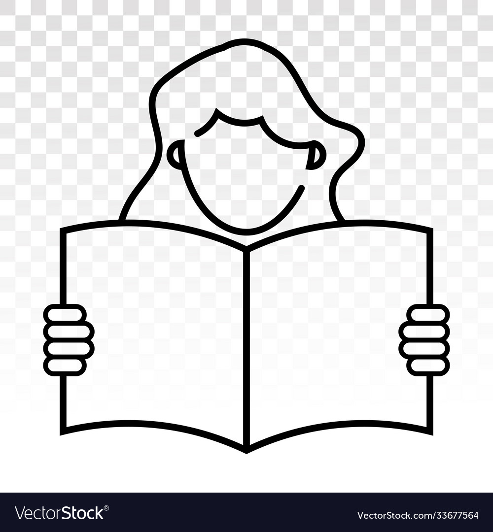 Students reading book or learn with line art icon
