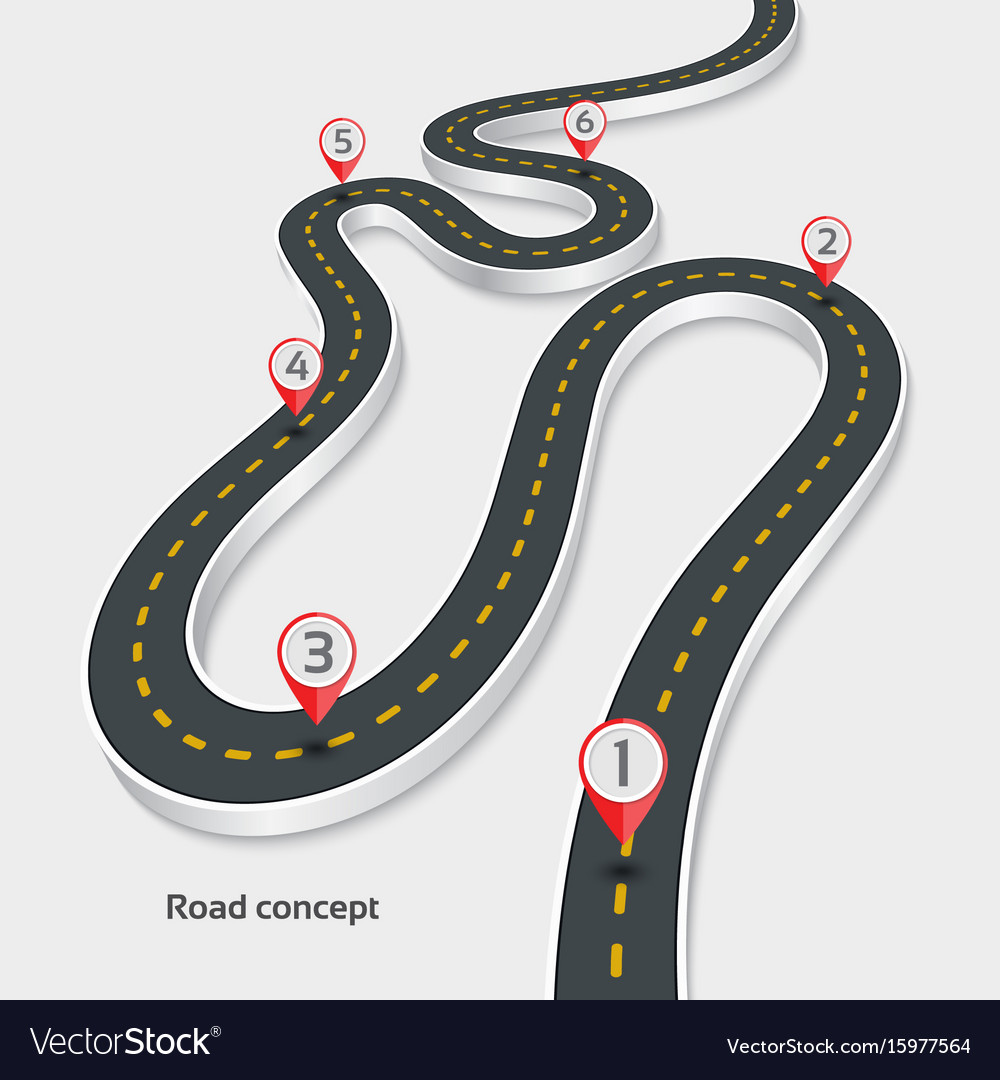 Winding 3d road infographic concept on a white Vector Image