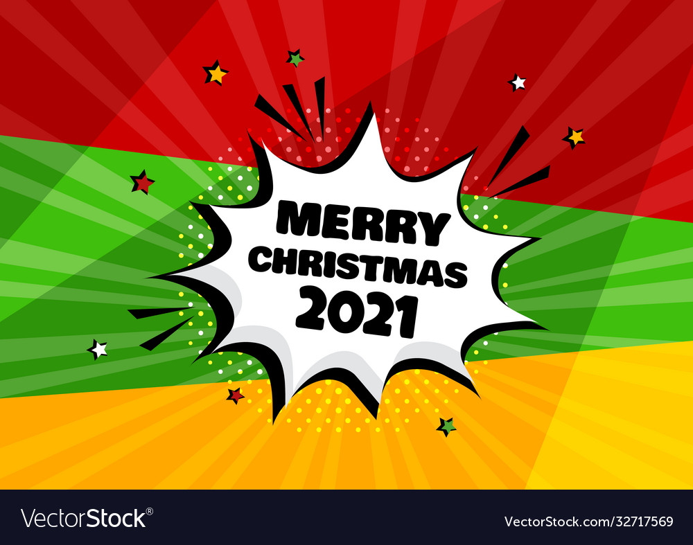 2021 merry christmas comic speech bubble