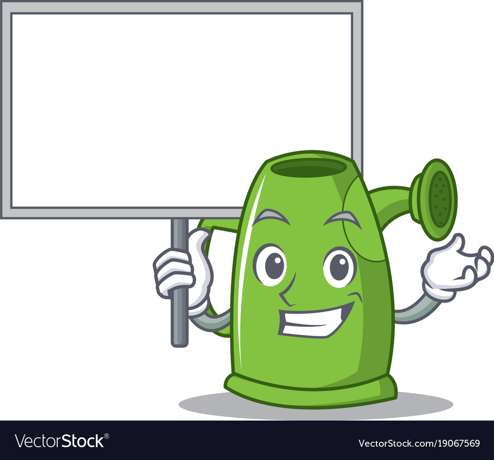 Bring board watering can character cartoon