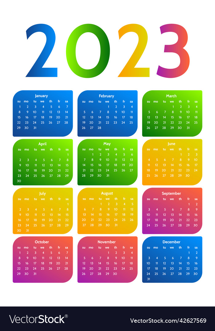 Calendar for 2023 isolated on a white background Vector Image