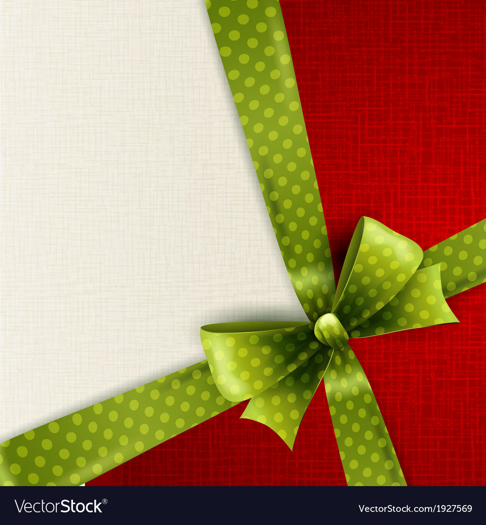 Christmas card with green polka dots bow Vector Image