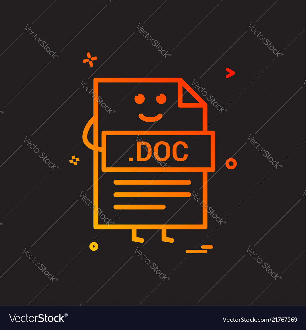 Computer doc document file format type icon design Vector Image Computer doc document file format type icon design