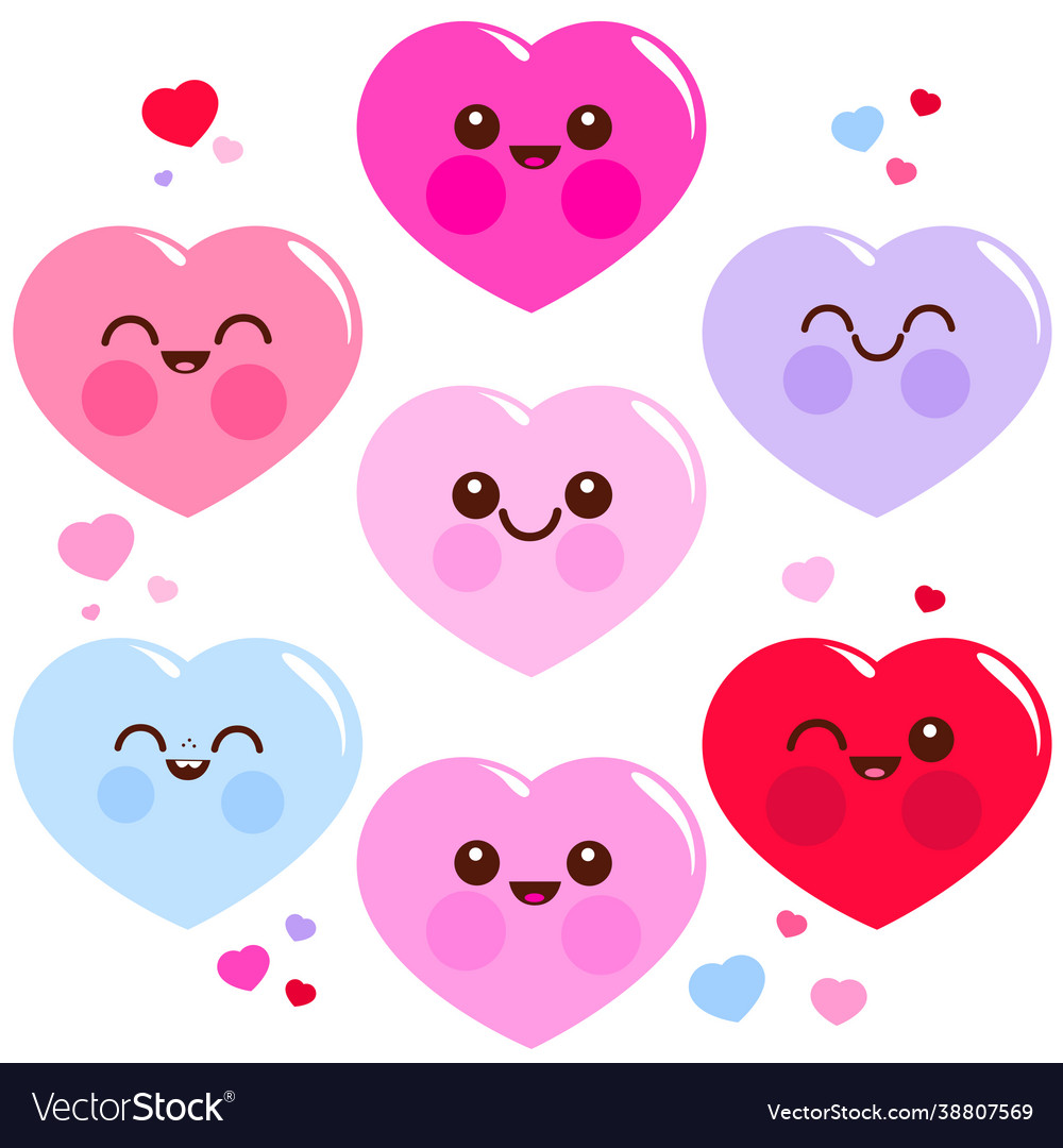 Cute heart characters Royalty Free Vector Image